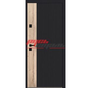 стальная дверь со скрытыми петлями и МДФ с линейной фрезеровкой